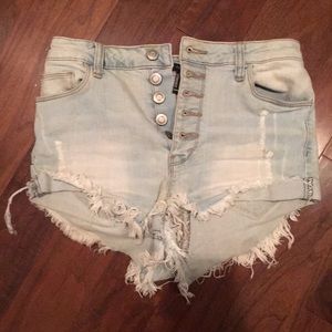 High rise forever 21 light denim shorts